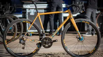 The steel Stinner Refugio gravel bke up for grabs in the trail stewardship raffle. Stinner Refugio steel handmade bike up for grabs. © Cyclocross Magazine