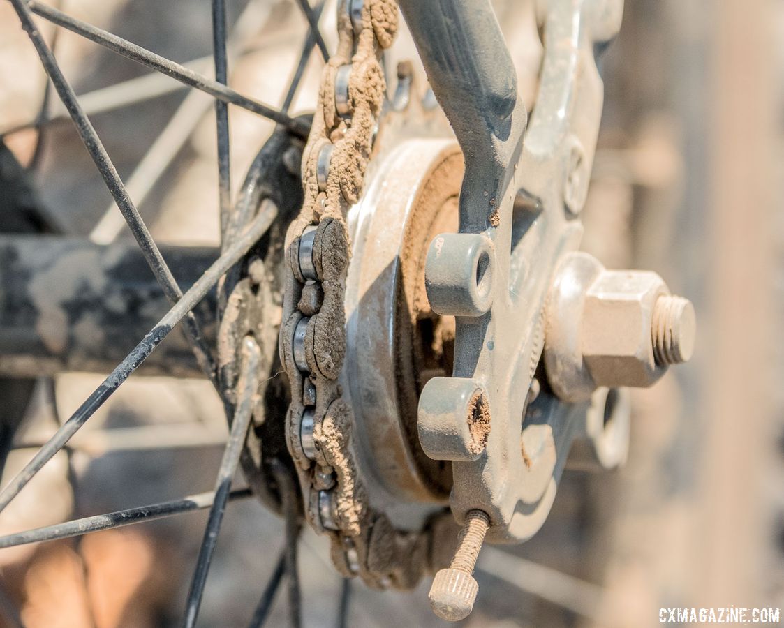 The flip hub was set up on the freewheel side. Note the multiple fixed cogs. Surly Cross Check Gravel Bike. 2018 Lost and Found Gravel Grinder. © C. Lee / Cyclocross Magazine