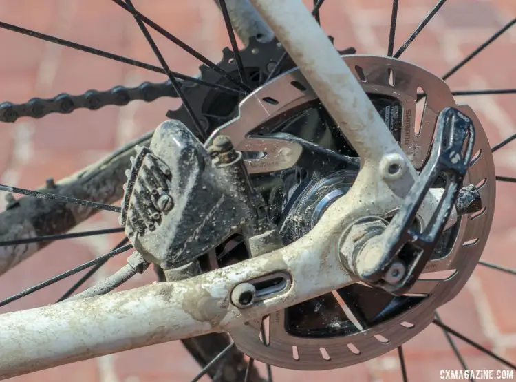 Nys ran Dura-Ace hydraulic calipers with IceTech Freeza 140mm rotors. Sven Nys' 2018 Dirty Kanza 200 Trek Checkpoint. © Z. Schuster / Cyclocross Magazine