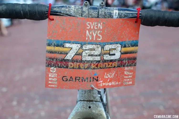 Although he registered as Stanley Nice, Nys raced under his real name on Saturday. Sven Nys' 2018 Dirty Kanza 200 Trek Checkpoint. © Z. Schuster / Cyclocross Magazine