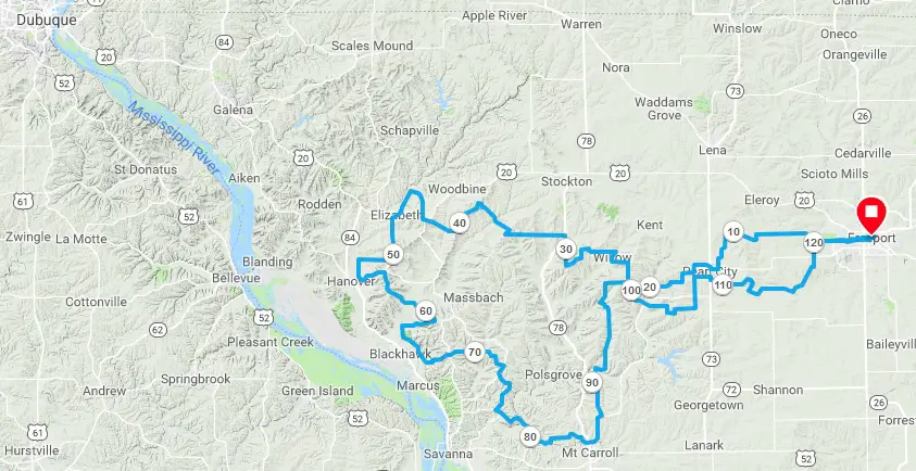 Ten Thousand 120-mile route map. photo: Garmin Connect
