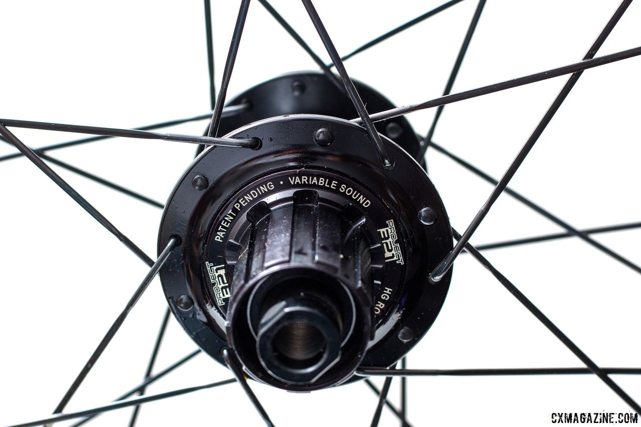 Our review wheelset came with the Project 321 CX1 hub, which has an adjustable engagement sound. We set ours to the more quiet one. Knight Composites 35 Clincher TLA Disc. © Cyclocross Magazine