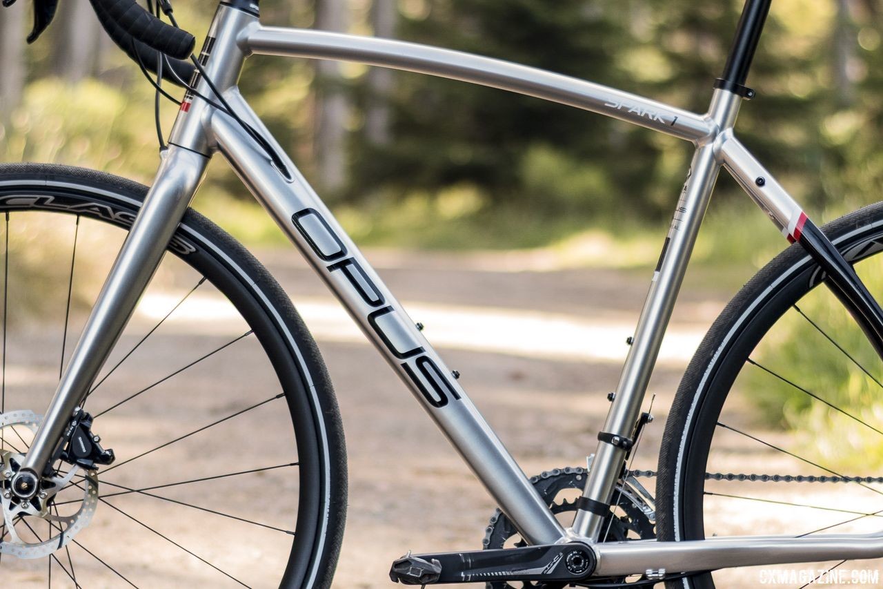 The alloy frame on our Spark 1 test bike had an annodized finish. Opus Spark 1 gravel bike. © C. Lee / Cyclocross Magazine