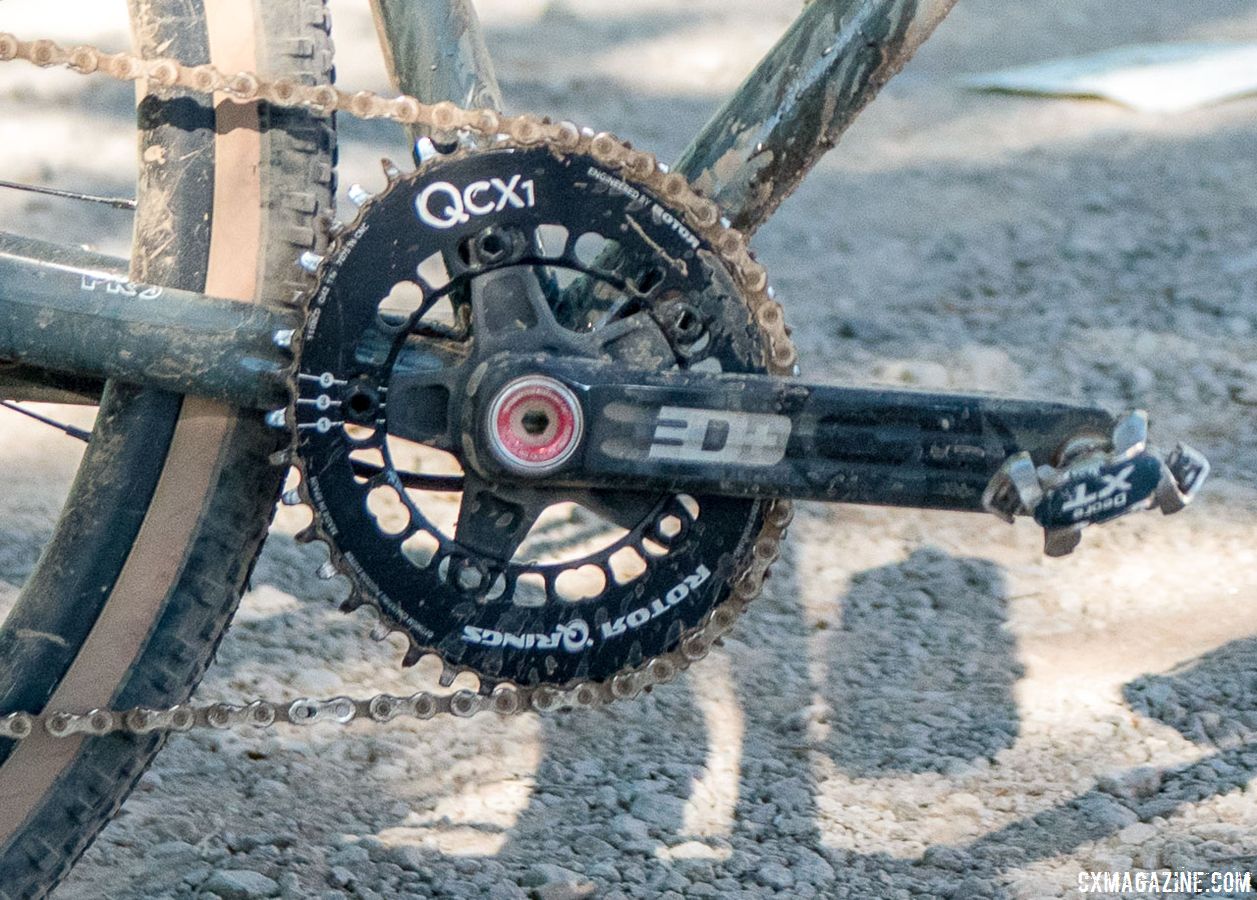Nelson ran a 1x up front with Rotor's QCX1 chain ring and 3D crankset. Matt Nelson's Steel SaltAir Gravel Bike. 2018 Lost and Found. © C. Lee / Cyclocross Magazine