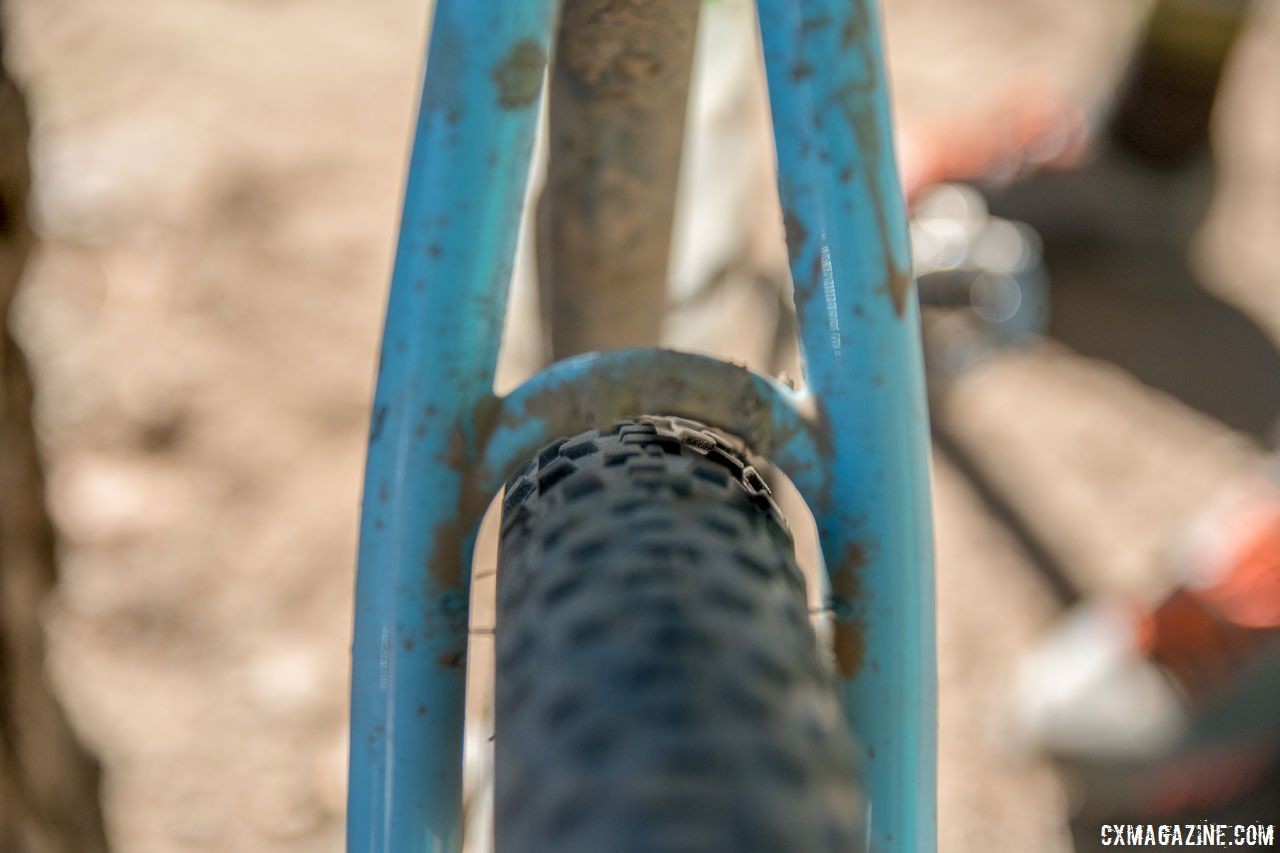 The steel seat stays left just enough room for 42mm WTB Resolute tires. Matt Nelson's Steel SaltAir Gravel Bike. 2018 Lost and Found. © C. Lee / Cyclocross Magazine