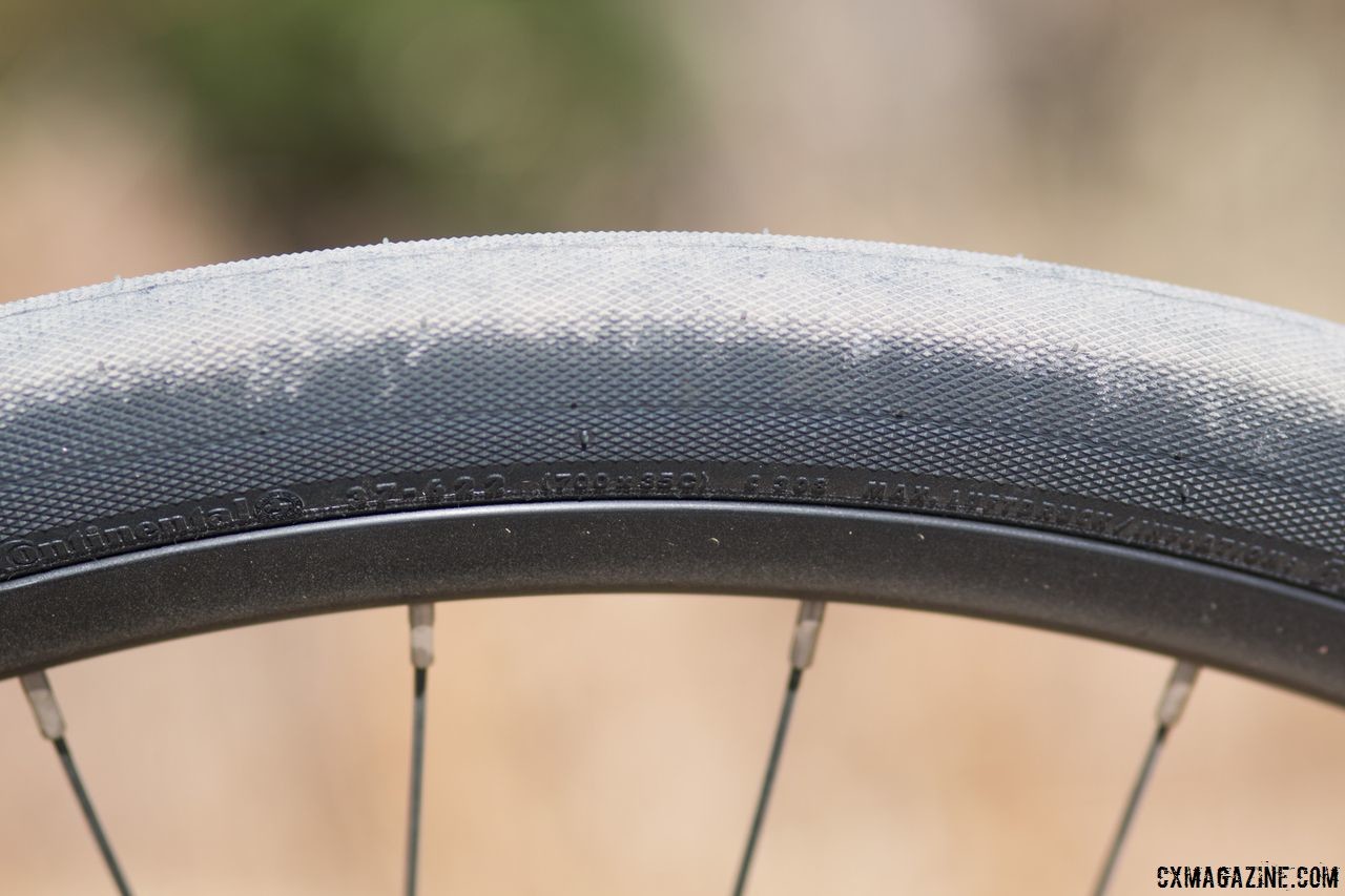 The Continental® Sport Contact I tires offer grip way down the sidewalls, for added protection or railing turns. Schwinn Vantage RX1 bike. © Cyclocross Magazine