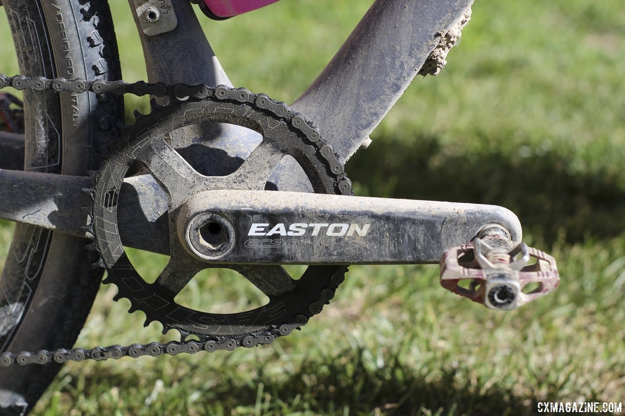 Van den Ham ran a Force 1 drivetrain with an Easton EC90SL crankset and 42t Easton Cinch chain ring. Michael van den Ham's 2018 DK200 Lauf True Grit. © Z. Schuster / Cyclocross Magazine