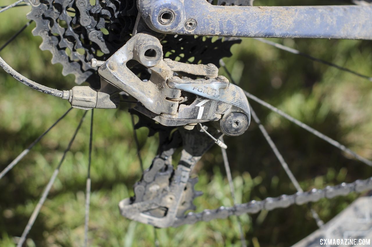 Van den Ham ran a SRAM Force 1 drivetrain with an XD 10-42t cassette in the rear. Michael van den Ham's 2018 DK200 Lauf True Grit. © Z. Schuster / Cyclocross Magazine