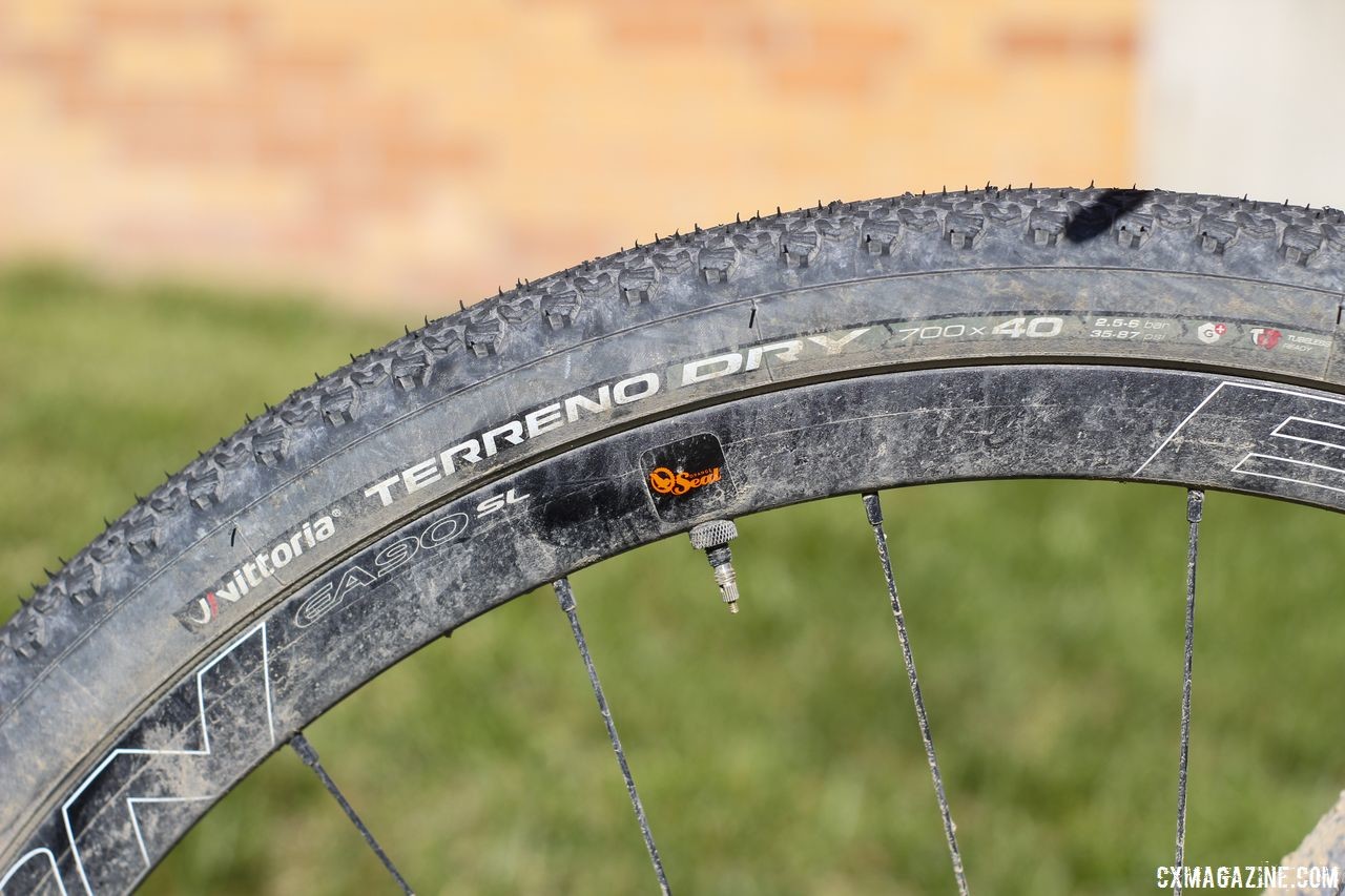 Van den Ham ran 700c x 40mm Vittoria Terreno Dry tires front and rear. Michael van den Ham's 2018 DK200 Lauf True Grit. © Z. Schuster / Cyclocross Magazine