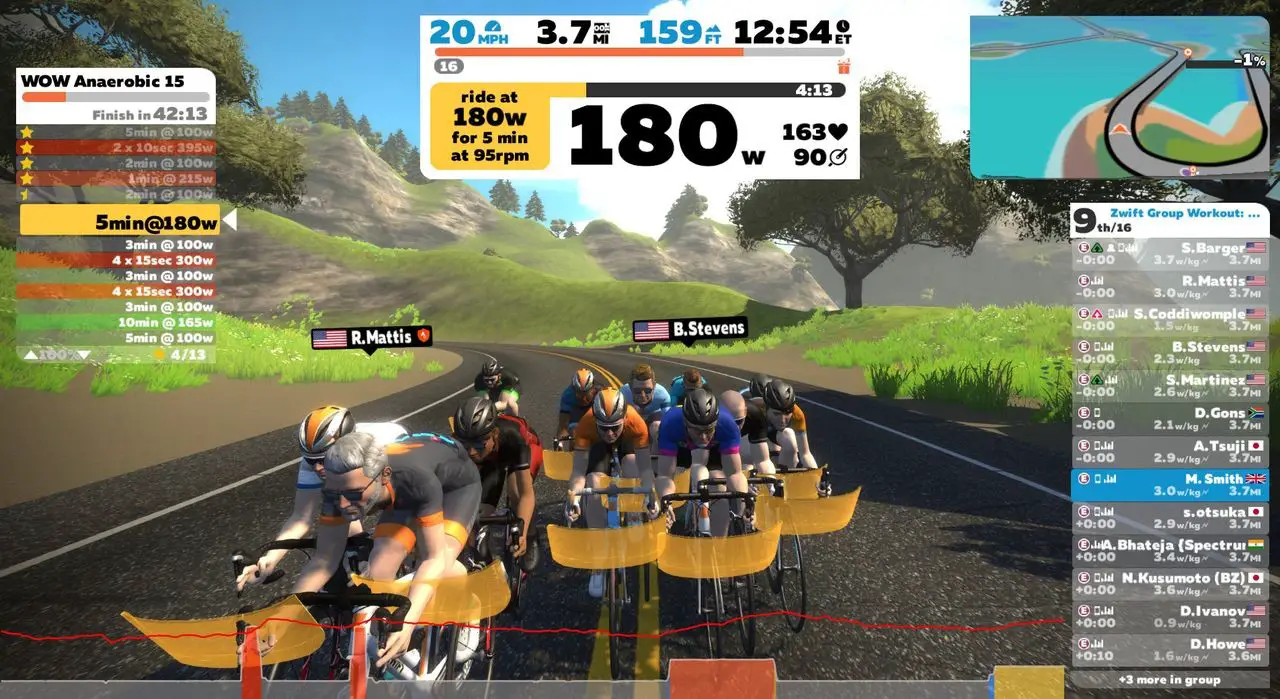 During group workouts, everyone does the same workout together. photo: Zwift