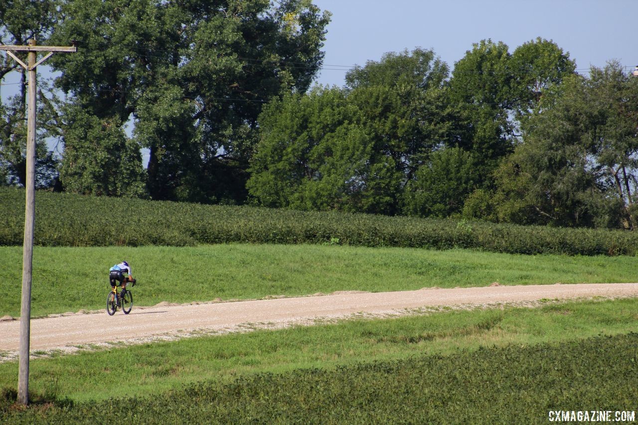 Strickland faced a long solo ride to catch the chase group. 2018 Gravel Worlds © Z. Schuster / Cyclocross Magazine