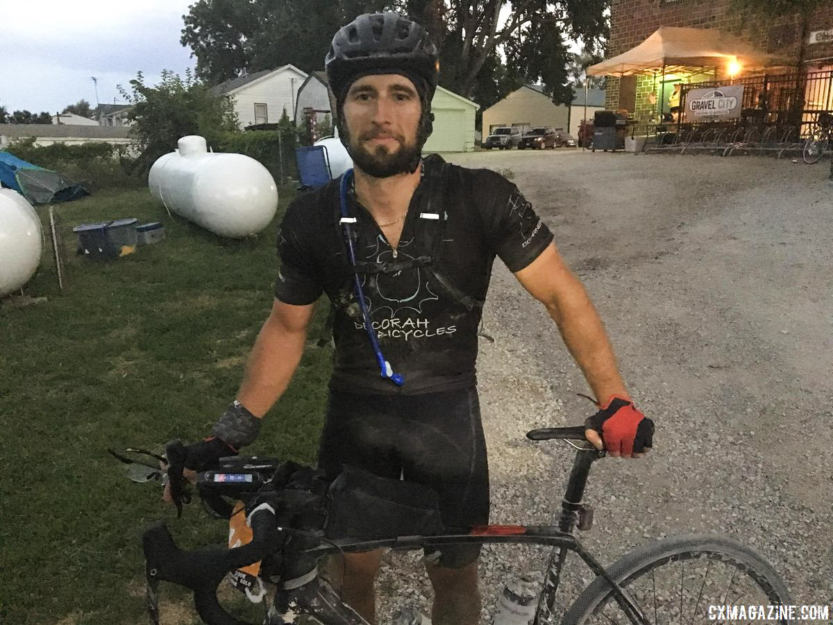 400K winner Lucas Barloon at 6 a.m. after his win. 24 Hours of Cumming Gravel Race. © D. Mable / Cyclocross Magazine