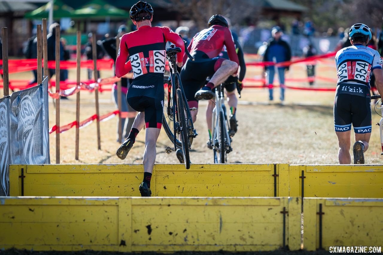 Justin Thomas joined Justin Robinson in the Masters 40-44 chase group. 2018 Reno Cyclocross Nationals. © J. Vander Stucken / Cyclocross Magazine