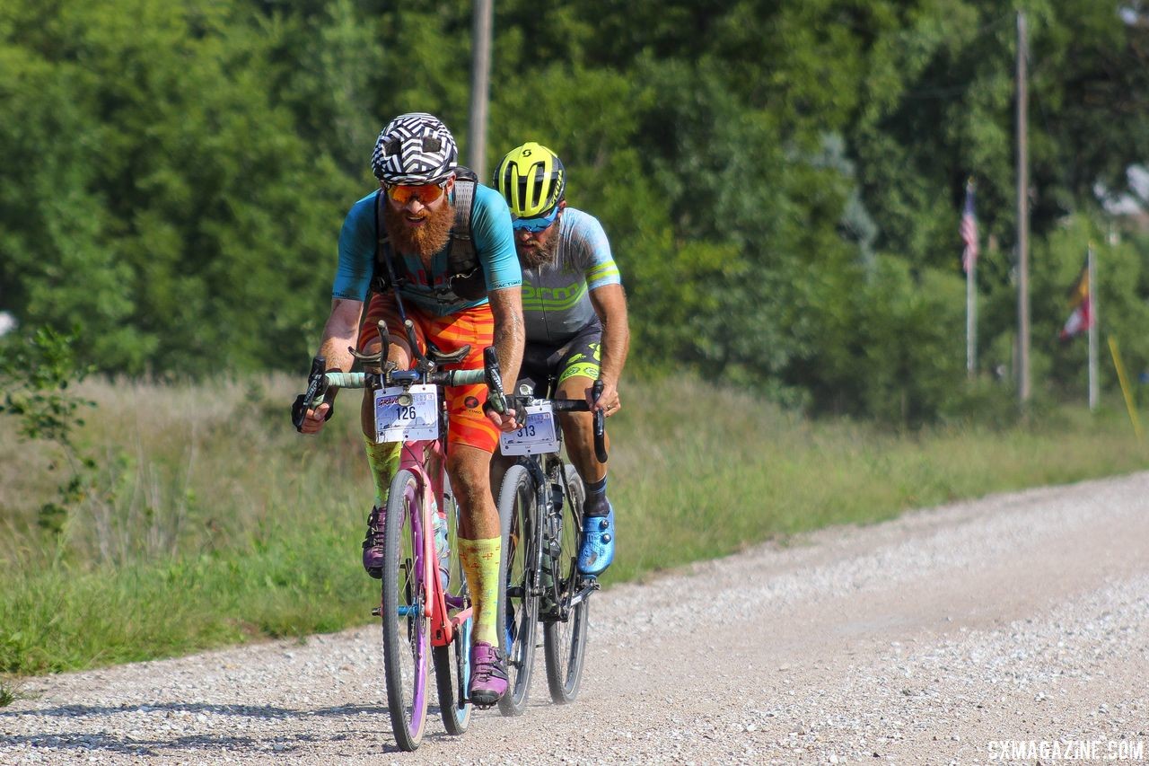 Matt Acker is tough to miss out on the gravel roads. 2018 Gravel Worlds. © Z. Schuster / Cyclocross Magazine