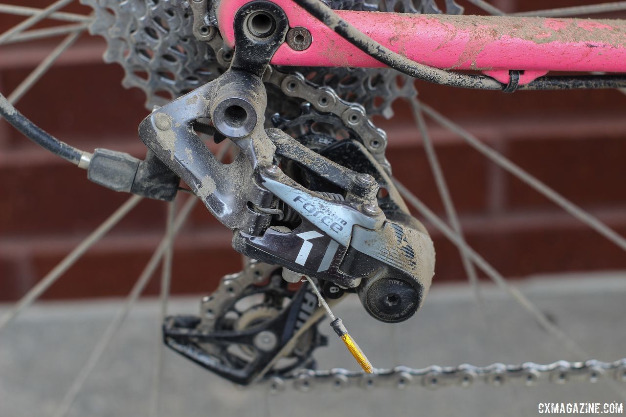 Acker sticks to a SRAM Force 1 setup because of its simplicity. Matt Acker's Salsa Warbeard. 2018 Gravel Worlds. © Z. Schuster / Cyclocross Magazine