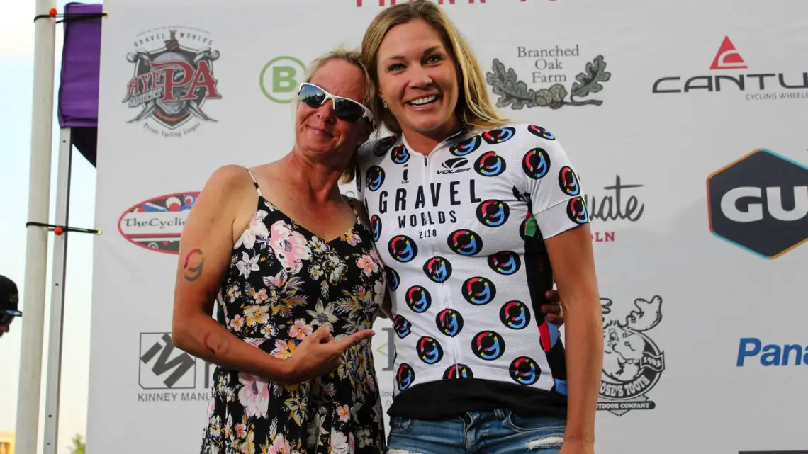 Alison Tetrick won the Randy Gibson QOM jersey presented by his wife Christy. 2018 Gravel Worlds © Z. Schuster / Cyclocross Magazine