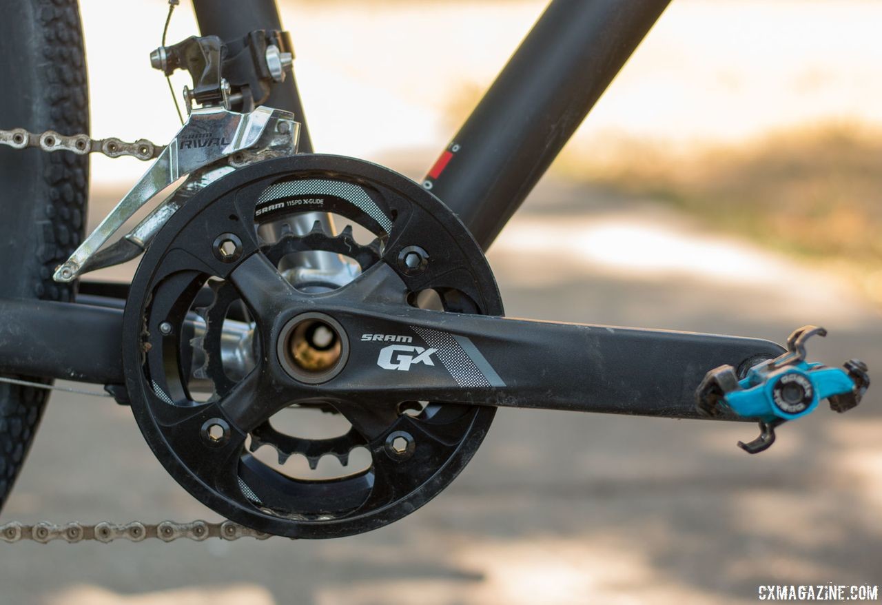 The SRAM GX crankset has 36/24t chain rings to help with extreme terrain. Alan Xtreme Gravel Scandium with Kilo fork and Alchemist wheels. © Cyclocross Magazine