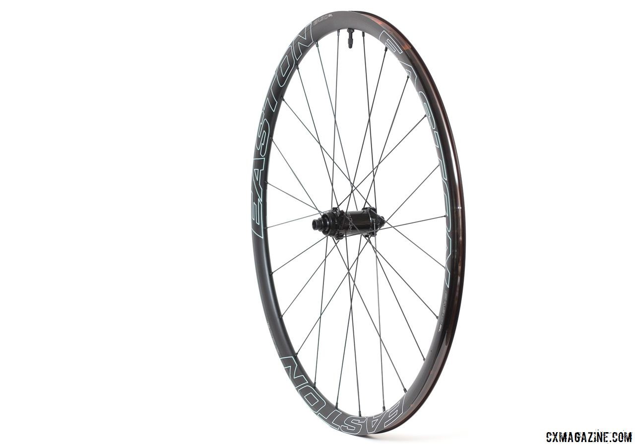 The EA90 SL rim has a 19.5mm internal width and depth of 27mm. Easton EA90 SL alloy tubeless disc wheels. © Cyclocross Magazine