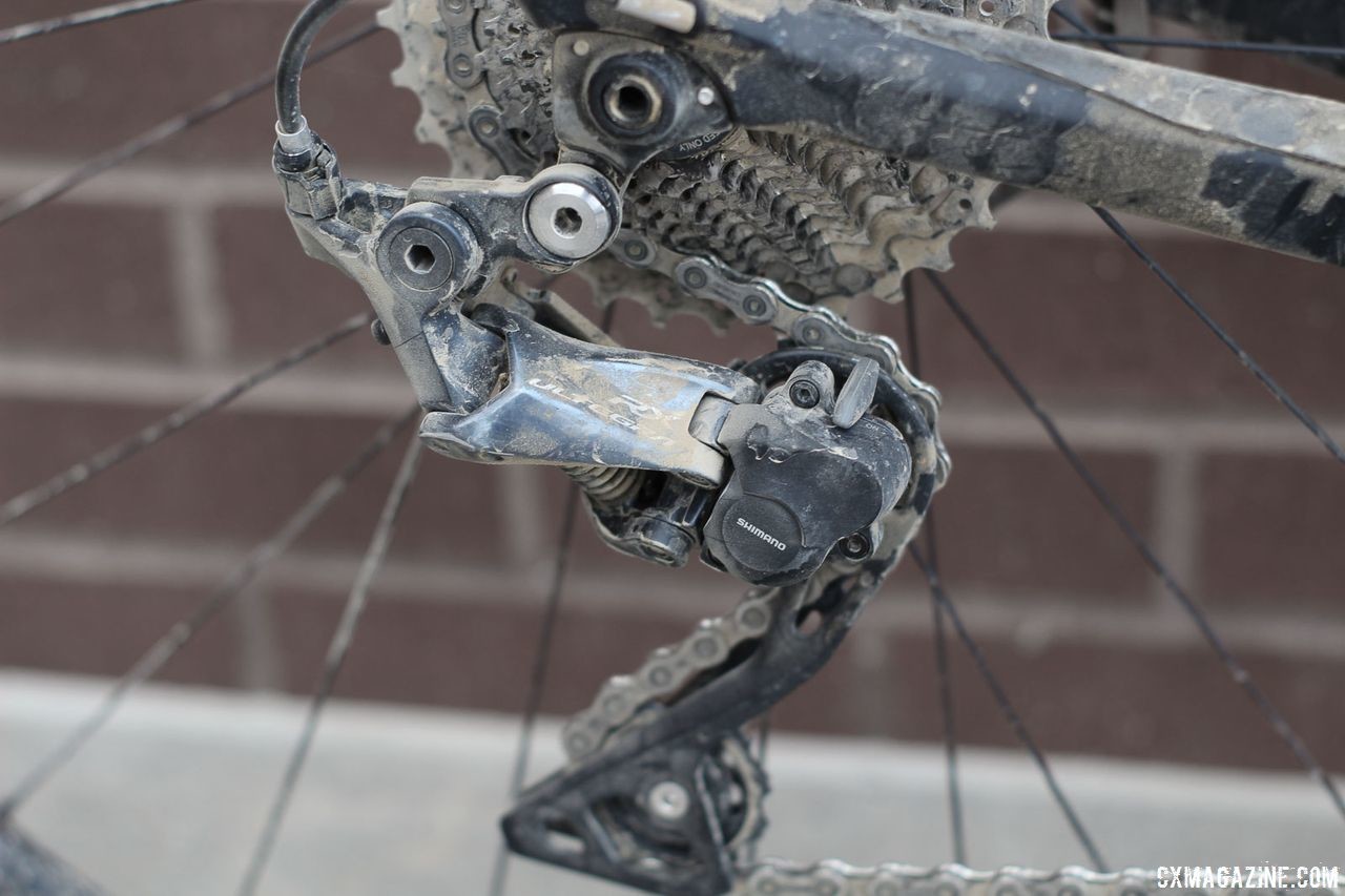 The Revolt Advanced 0 model comes wtih the new Shimano Ultegra RX rear derailleur as a stock option. Josh Berry's 2018 Gravel Worlds Giant Revolt Advanced 0 Gravel Bike. © Z. Schuster / Cyclocross Magazine