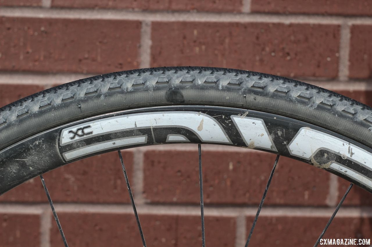 Gregg mounted her tires to an older set of ENVE XC carbon wheels with a relatively narrow (by modern standards) internal width. Amity Gregg's 2018 Gravel Worlds Pinarello GAN GR Disk Gravel Bike. © Z. Schuster / Cyclocross Magazine