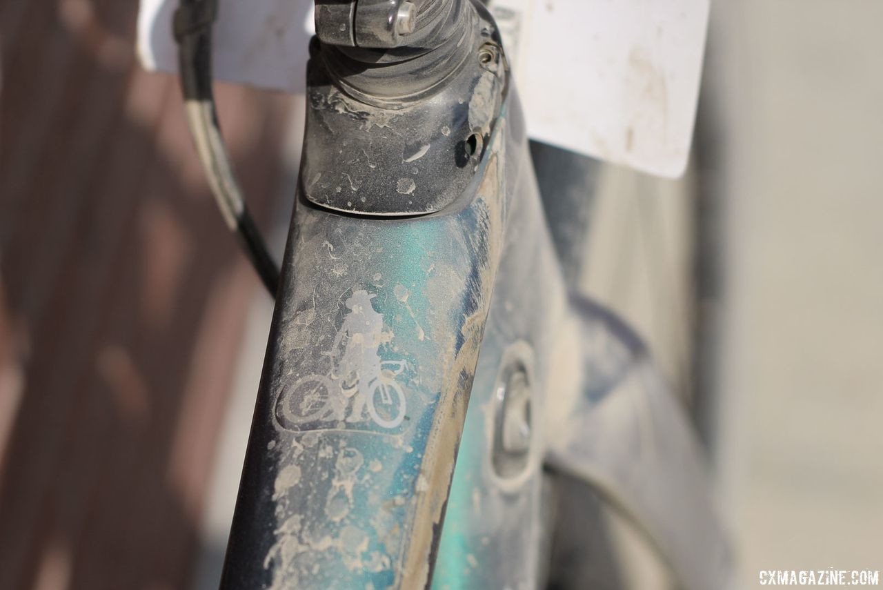 Tetrick's top tube features some personalization. Alison Tetrick's 2018 Gravel Worlds S-Works Diverge Gravel Bike. © Z. Schuster / Cyclocross Magazine