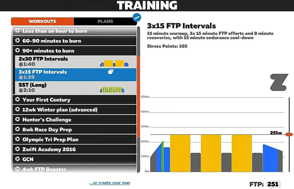 If you want, you can do interval workouts in Zwift.