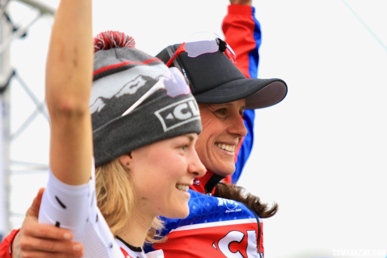 Katerina Nash and Maghalie Rochette raced against each other and shared the podium on Sunday. 2018 Jingle Cross Day 3, Sunday. © D. Mable / Cyclocross Magazine