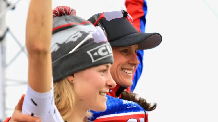 Katerina Nash and Maghalie Rochette raced against each other and shared the podium on Sunday. 2018 Jingle Cross Day 3, Sunday. © D. Mable / Cyclocross Magazine