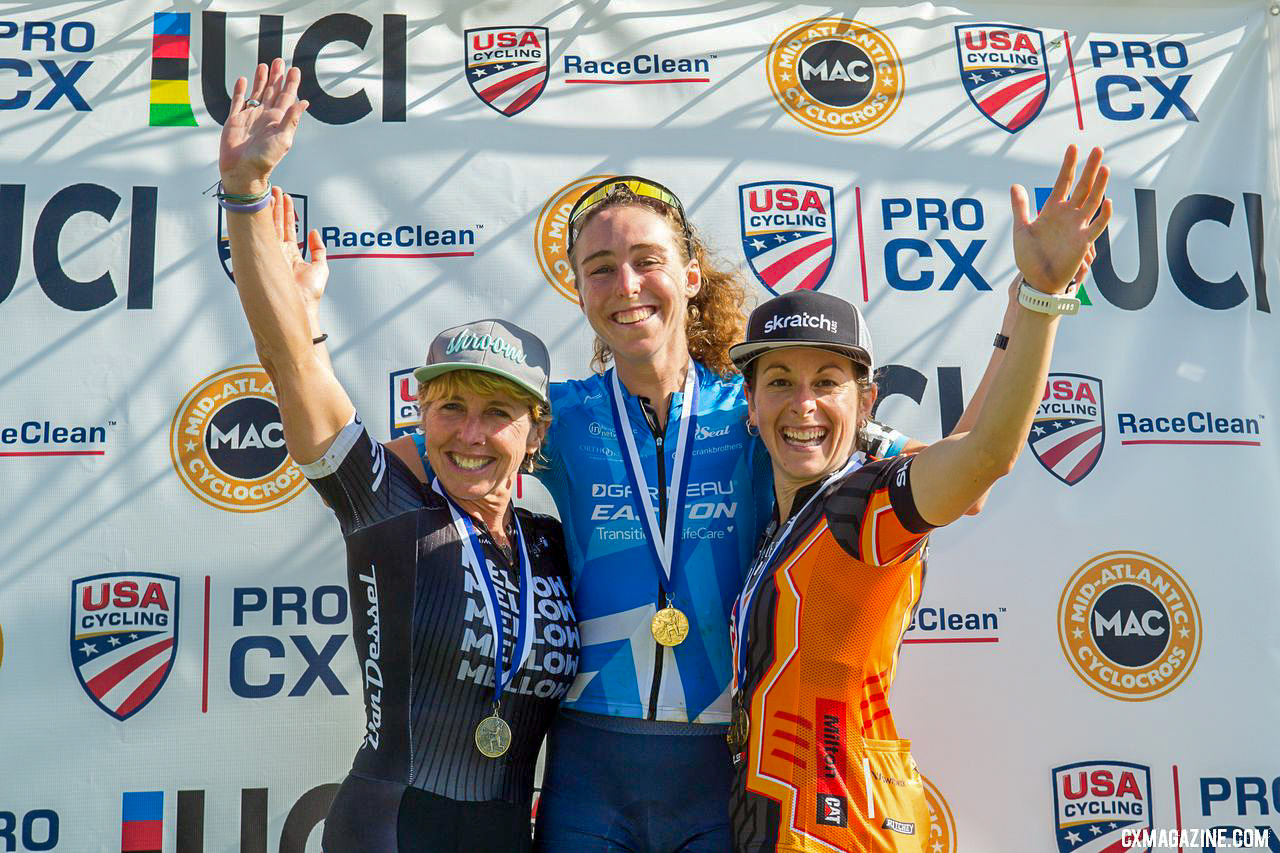 Laura Van Gilder, Erica Zaveta and Arley Kemmerer. 2018 Nittany Lion Cyclocross Day 1. © Bruce Buckley