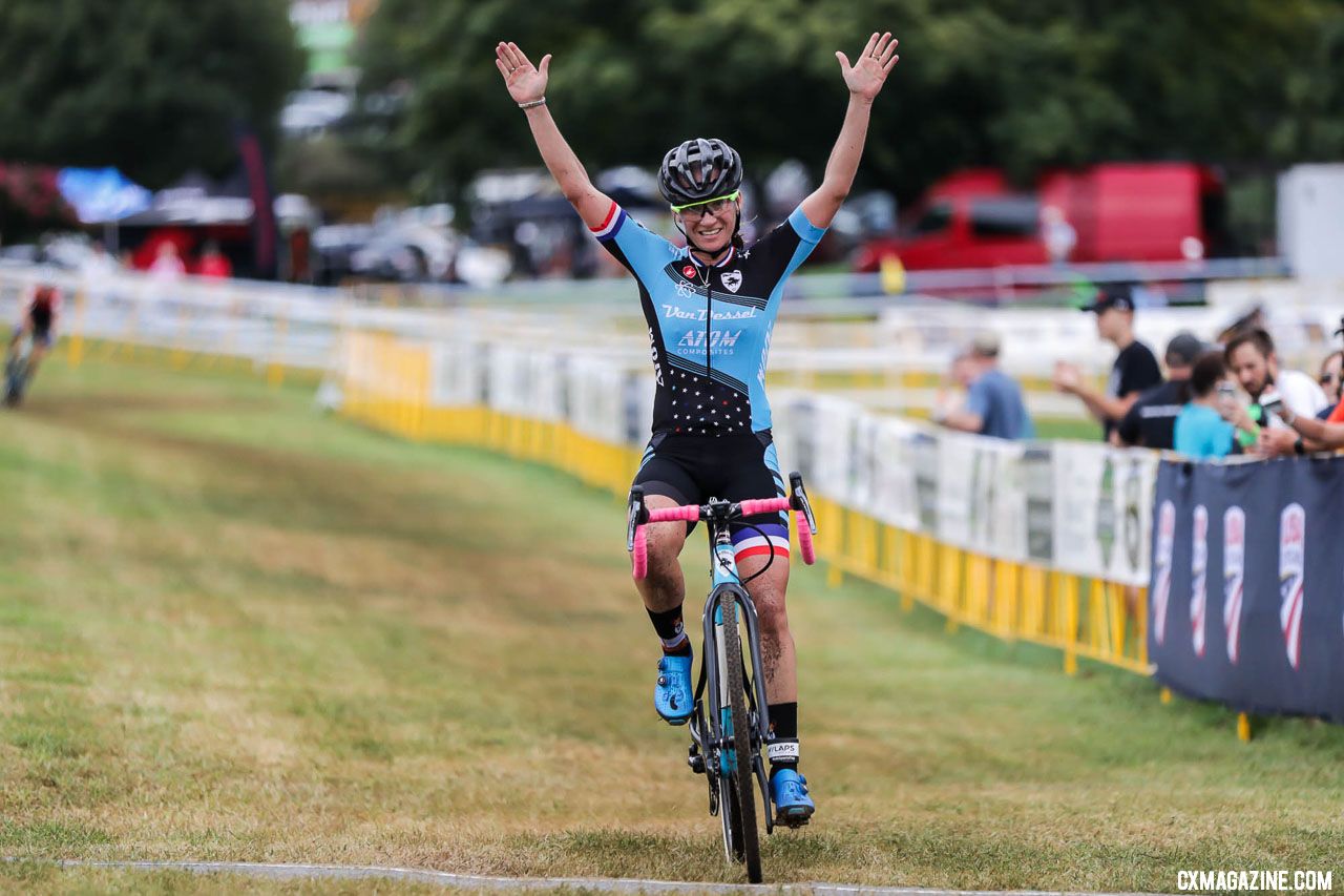 Caroline Mani gets the win. 2018 Go Cross, Day 1, UCI C2 Cyclocross. photo: Bruce Buckley