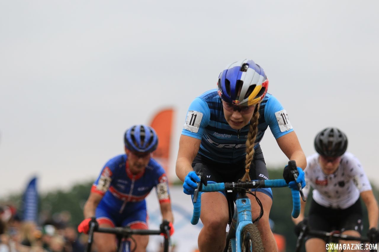 Evie Richards led the way early on. 2018 Jingle Cross Day 3, Sunday. © D. Mable / Cyclocross Magazine