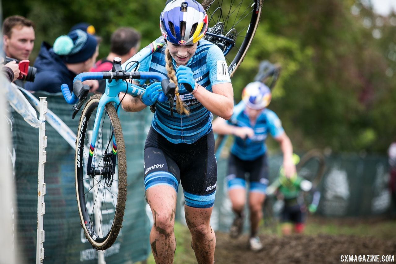 Evie Richards held onto third before losing the spot in the second lap. 2018 Jingle Cross Day 3, Sunday. © J. Corcoran / Cyclocross Magazine