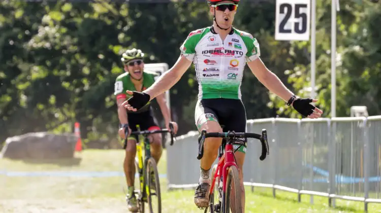 Matthieu Boulo celebrates his sprint win. 2018 Nittany Lion Cross Day 2. © B. Buckley