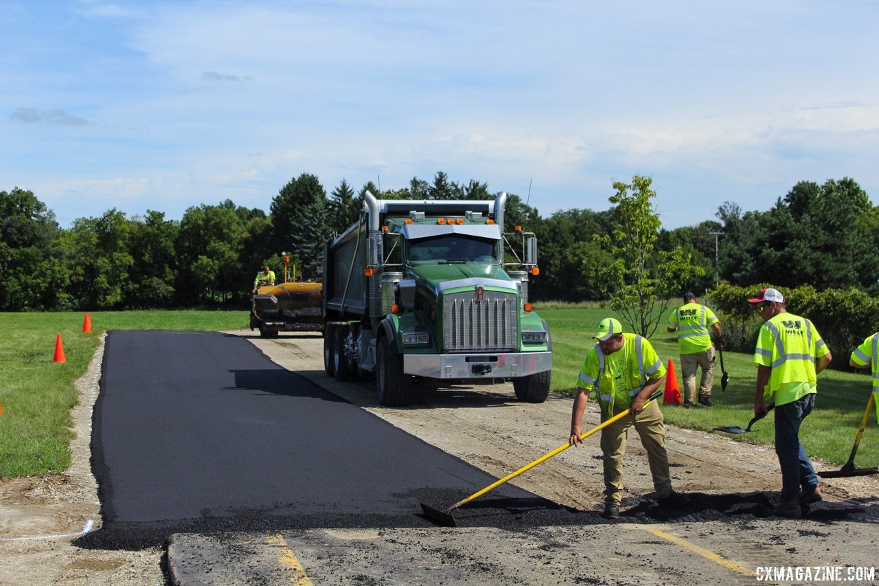 The start line extension got a fresh coat of asphalt last week. 2018 World Cup Waterloo Course Preview © Z. Schuster / Cyclocross Magazine