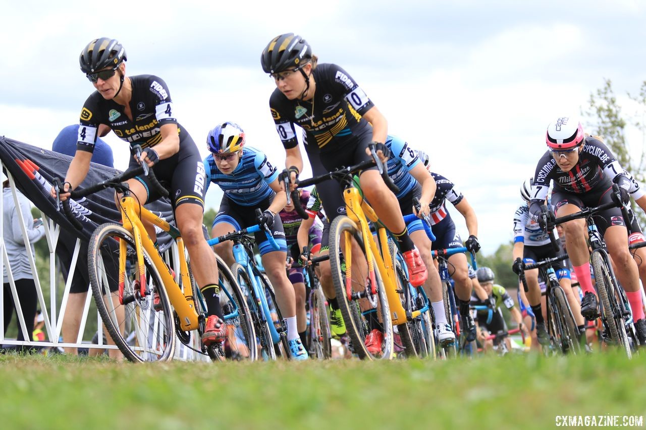 Fleur Nagengast and Ellen Van Loy went hard from the whistle. 2018 Trek CX Cup, Waterloo © Cyclocross Magazine / D. Mable