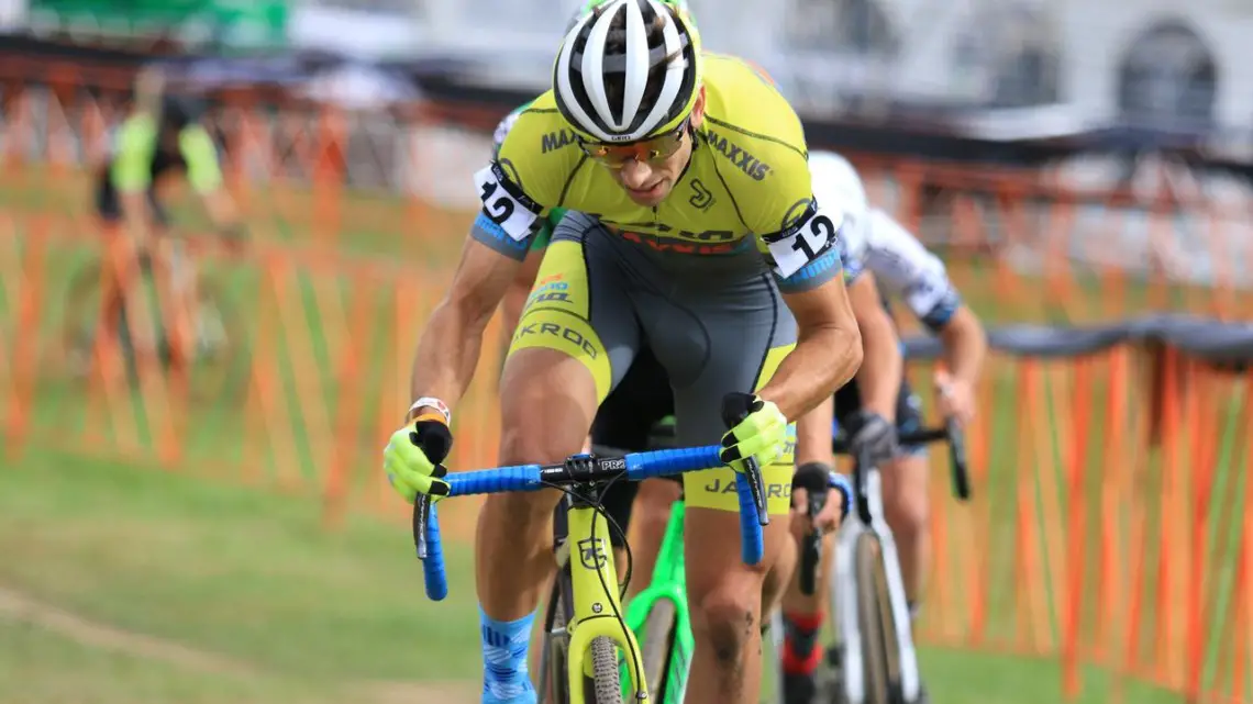 Kerry Werner had a tough outing on Friday. 2018 Trek CX Cup, Waterloo © Cyclocross Magazine / D. Mable