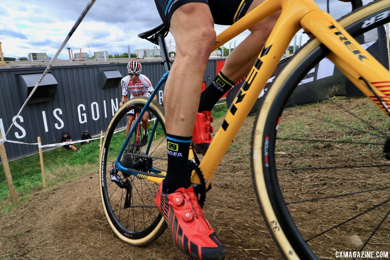 Tom Meeusen and Corne Van Kessel battled for third. 2018 Trek CX Cup, Waterloo © Cyclocross Magazine / D. Mable