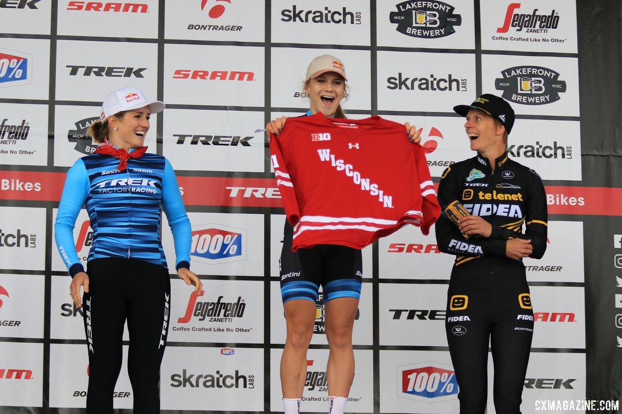 Women's podium. 2018 Trek CX Cup, Waterloo © Cyclocross Magazine / D. Mable