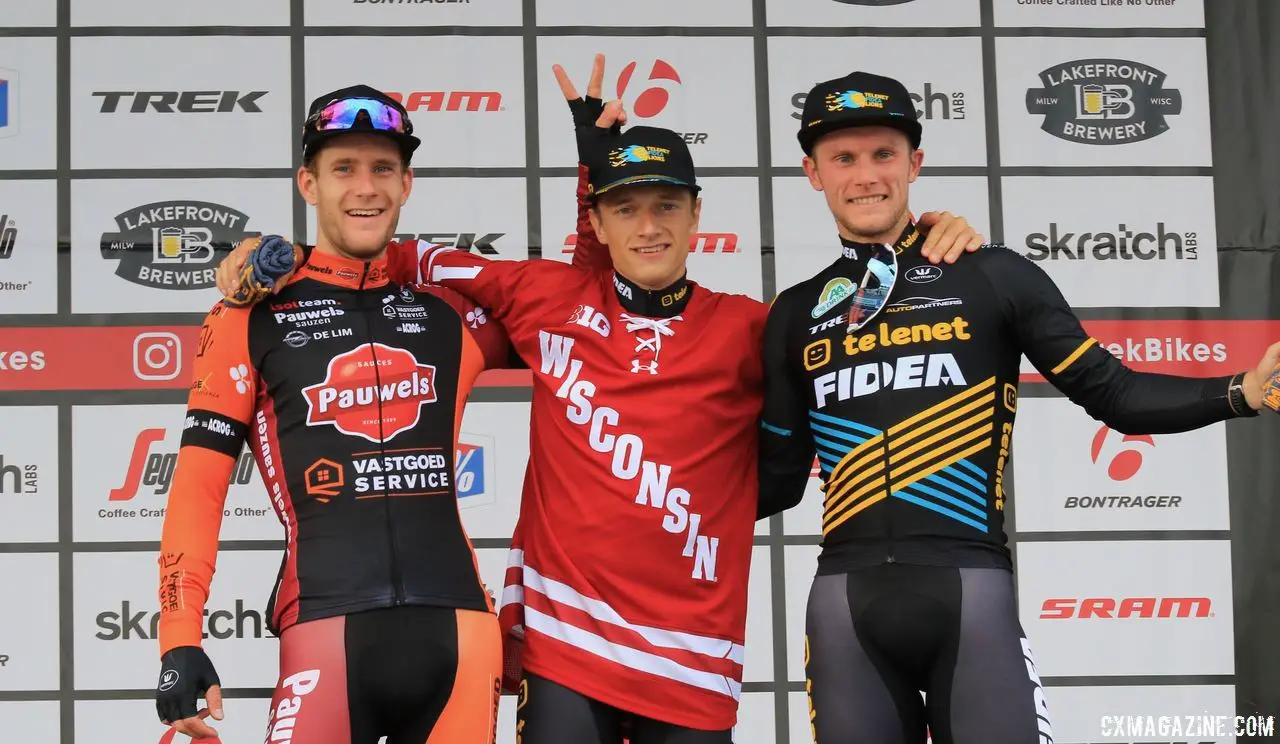 Men's podium. 2018 Trek CX Cup, Waterloo © Cyclocross Magazine / D. Mable