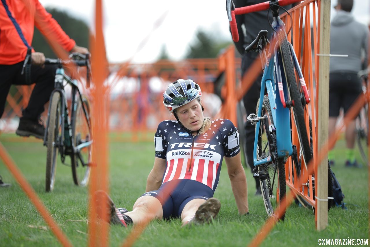 Katie Compton withdrew from the race due to allergies. 2018 Trek CX Cup, Waterloo © Cyclocross Magazine / R. Clark