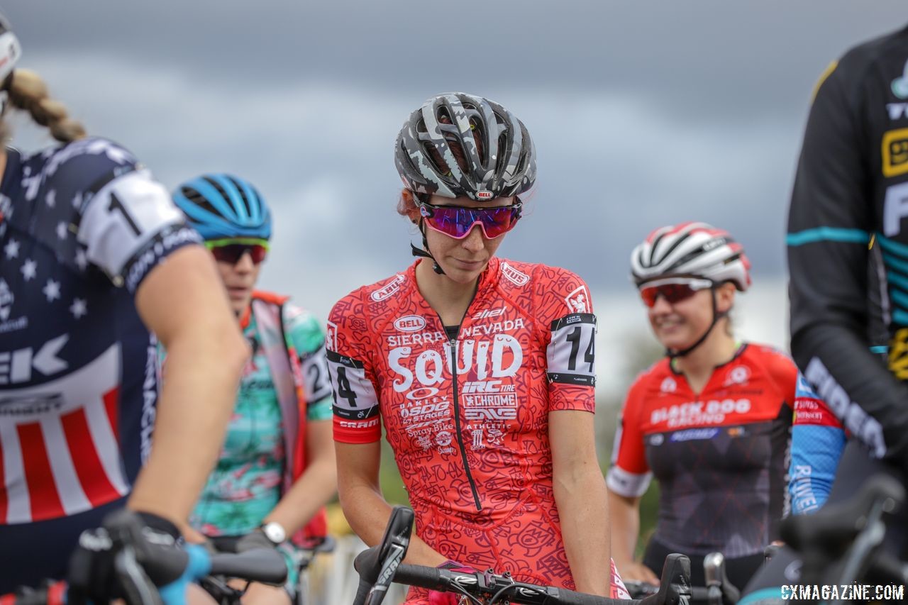 Squid Squad Sammi waits at the start line. 2018 Trek CX Cup, Waterloo © Cyclocross Magazine / R. Clark