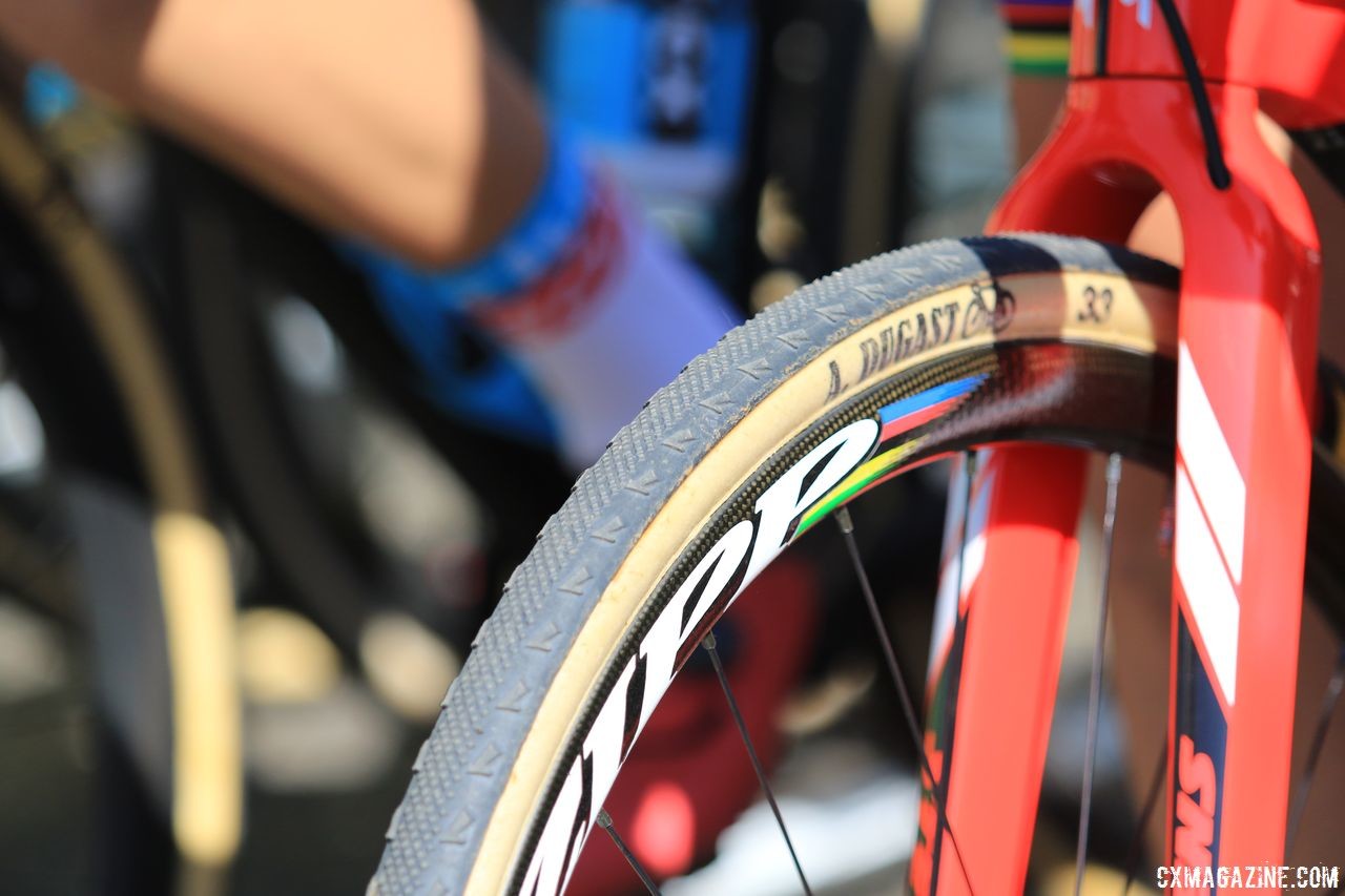 Wout van Aert went with an FMB Pipisquallo file tread on Sunday. 2018 World Cup Waterloo. © D. Mable / Cyclocross Magazine