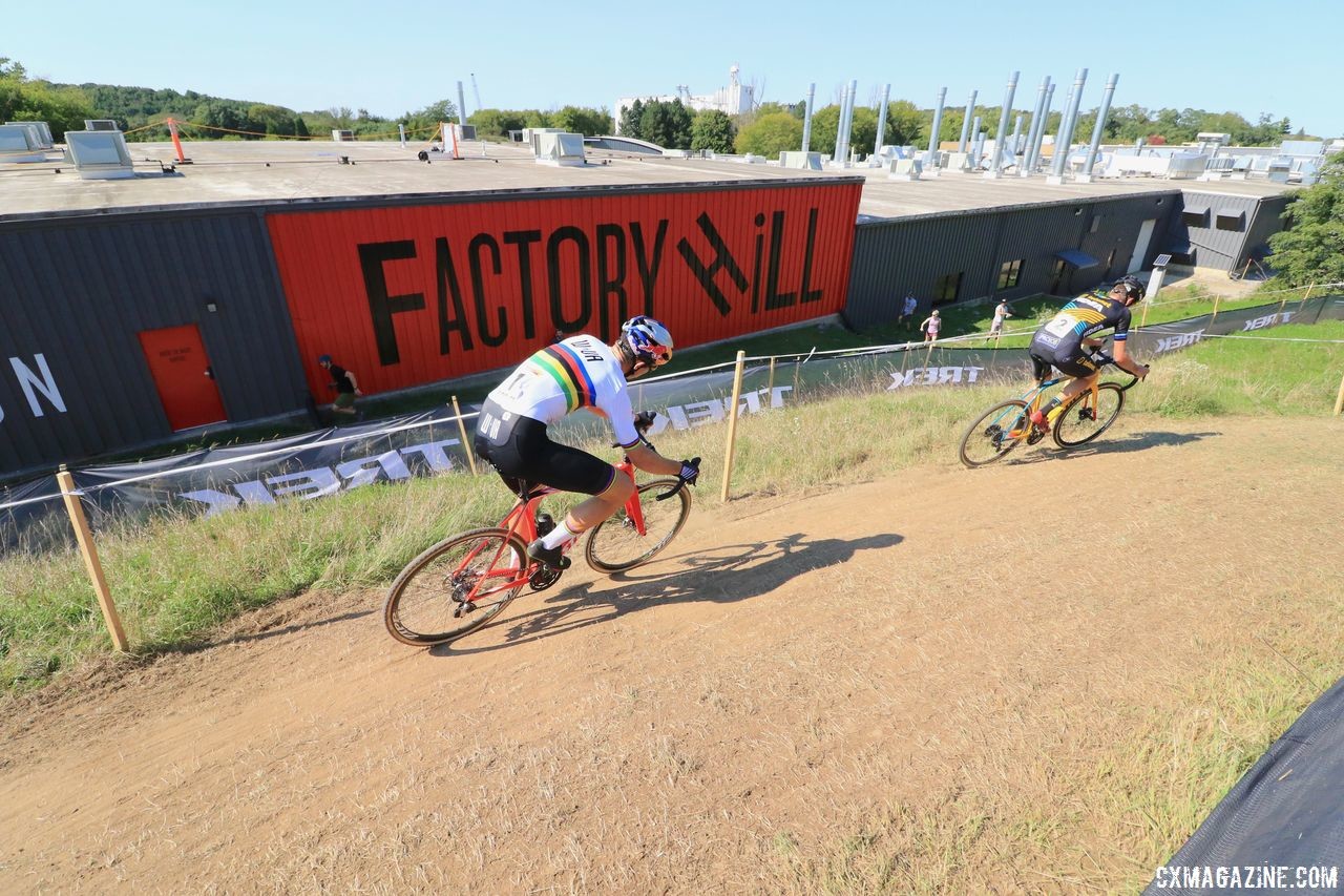 Van Aert and Aerts battled at the front for almost two laps. 2018 World Cup Waterloo. © D. Mable / Cyclocross Magazine