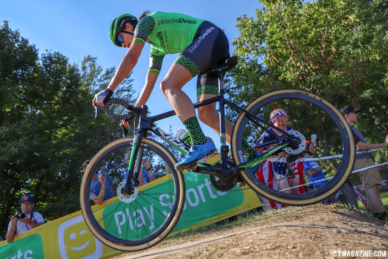 Marianne Vos kicked off her cyclocross season in September at World Cup Waterloo. 2018 World Cup Waterloo. © R. Clark / Cyclocross Magazine