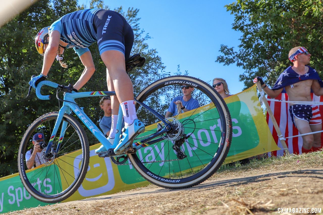 Evie Richards finished fourth on Sunday. She was the top U23 rider. 2018 World Cup Waterloo. © R. Clark / Cyclocross Magazine