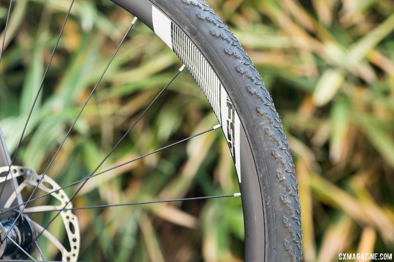 Our 38mm Bontrager CX0 tire measured in at 39mm wide when installed on the rim. FSA NS Alloy Wheelset. © Cyclocross Magazine / C. Lee