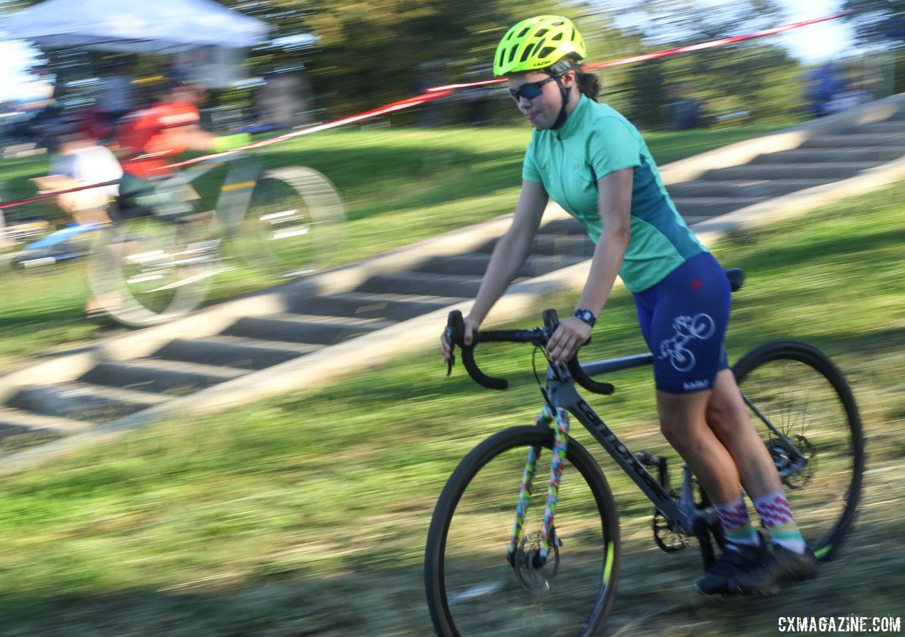 Riders worked on bike handling while clipped in on one side. 2018 Sven-Nado Clinic, Chicago. © Cyclocross Magazine / Z. Schuster