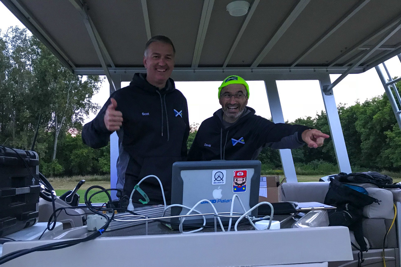 Scott Hermann and David Palan served as race announcers. 2018 Alma GP in Michigan. photo: Brian Hancock