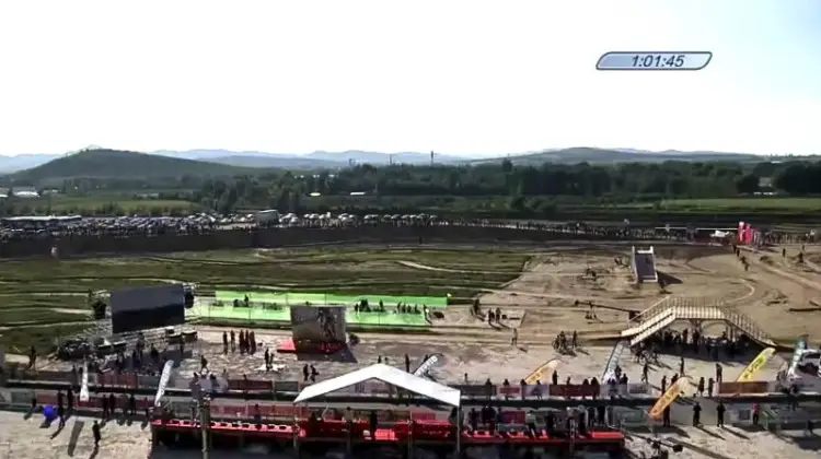 The course in Aohan, China included two flyovers. 2018 Qiansen Trophy Round 1. photo: screen shot