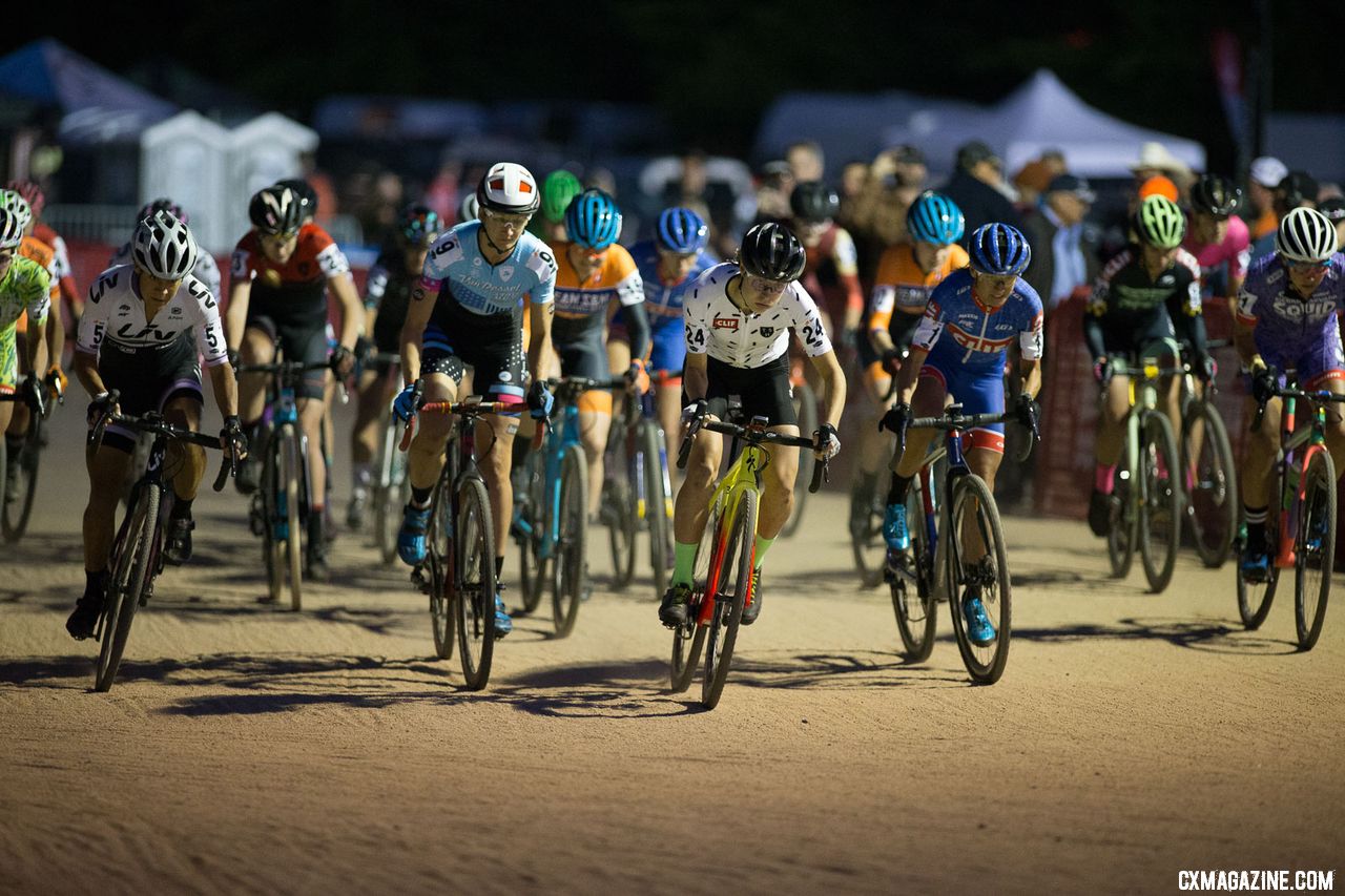 Maghalie Rochette raced to the holeshot and never looked back. 2018 RenoCross women's race. © J. Silva / Cyclocross Magazine